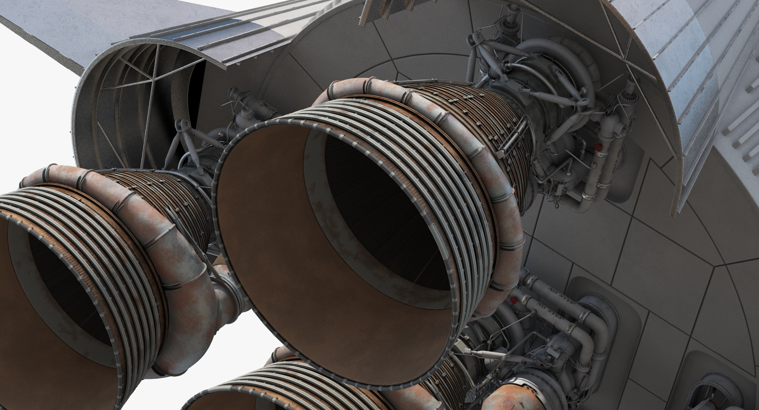 Three Stage Super Heavy Saturn V Rocket with Internal Parts 3D model