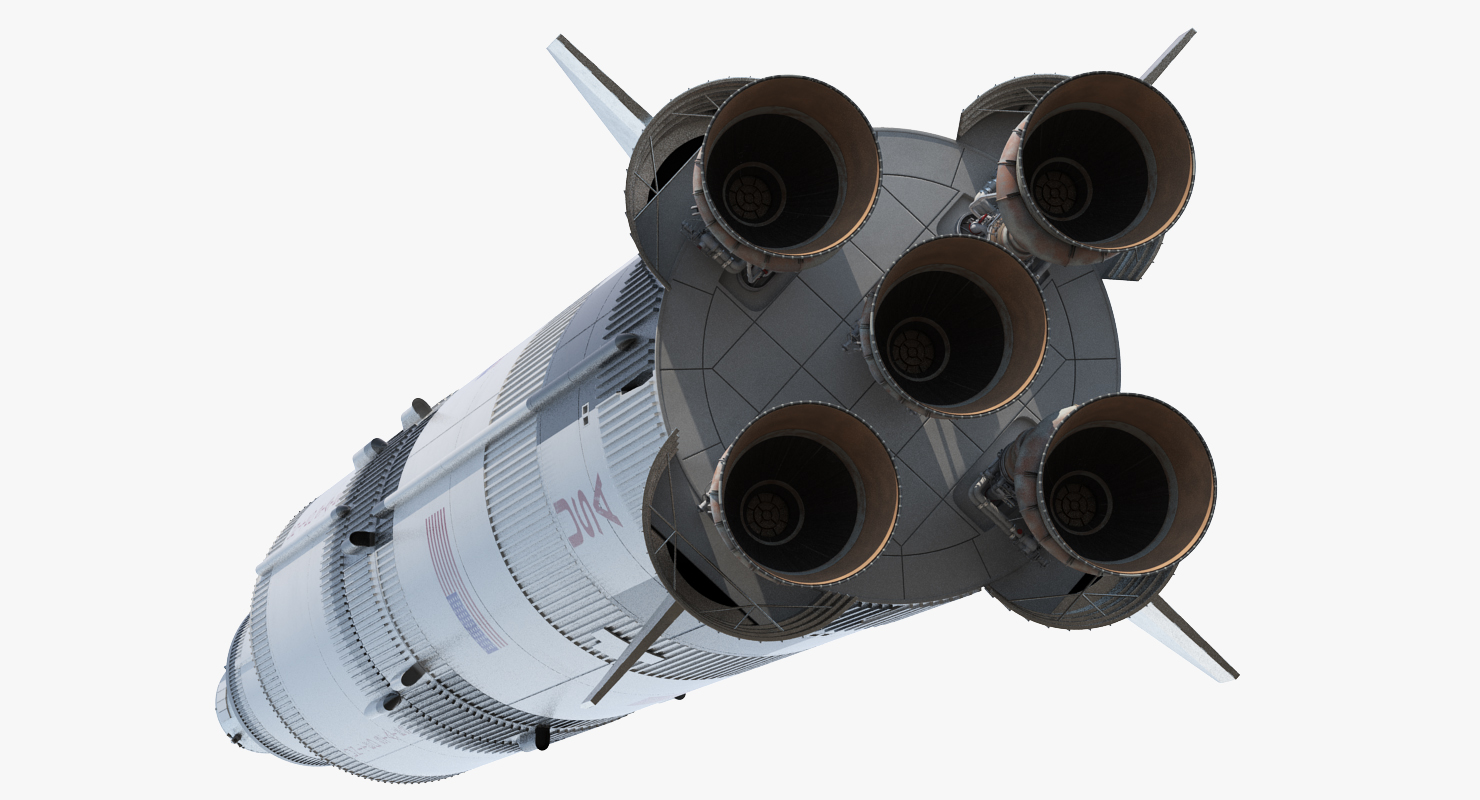Three Stage Super Heavy Saturn V Rocket with Internal Parts 3D model