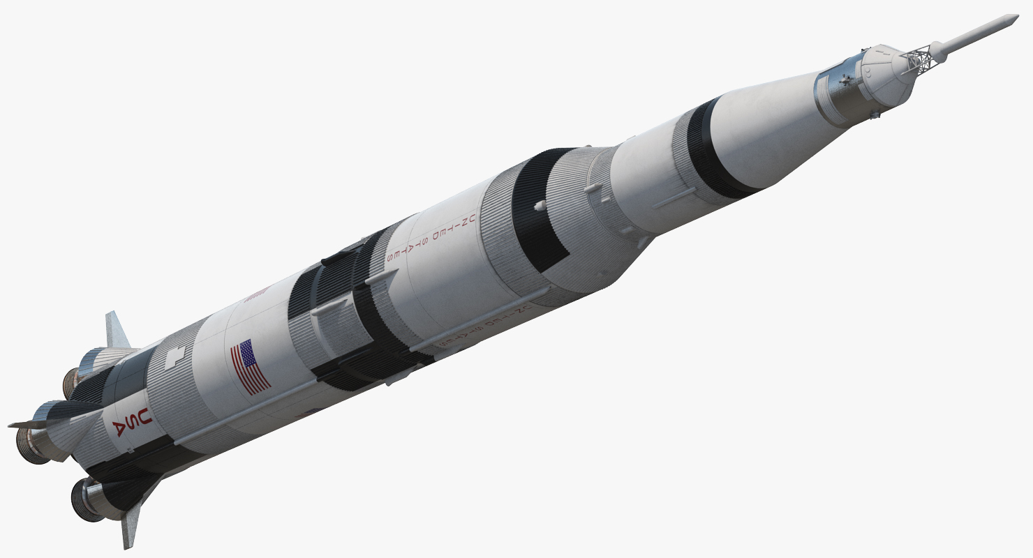 Three Stage Super Heavy Saturn V Rocket with Internal Parts 3D model