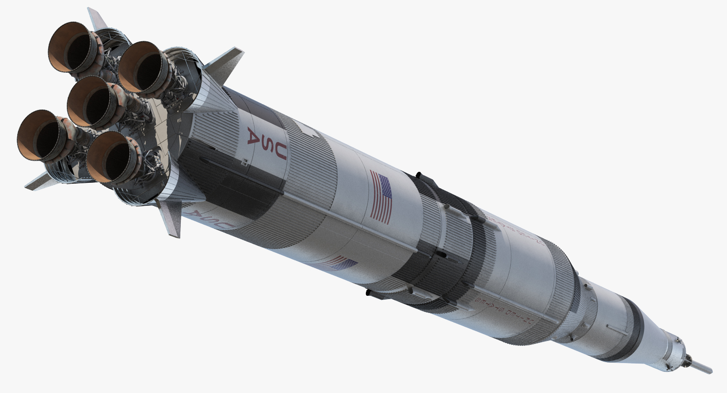 Three Stage Super Heavy Saturn V Rocket with Internal Parts 3D model