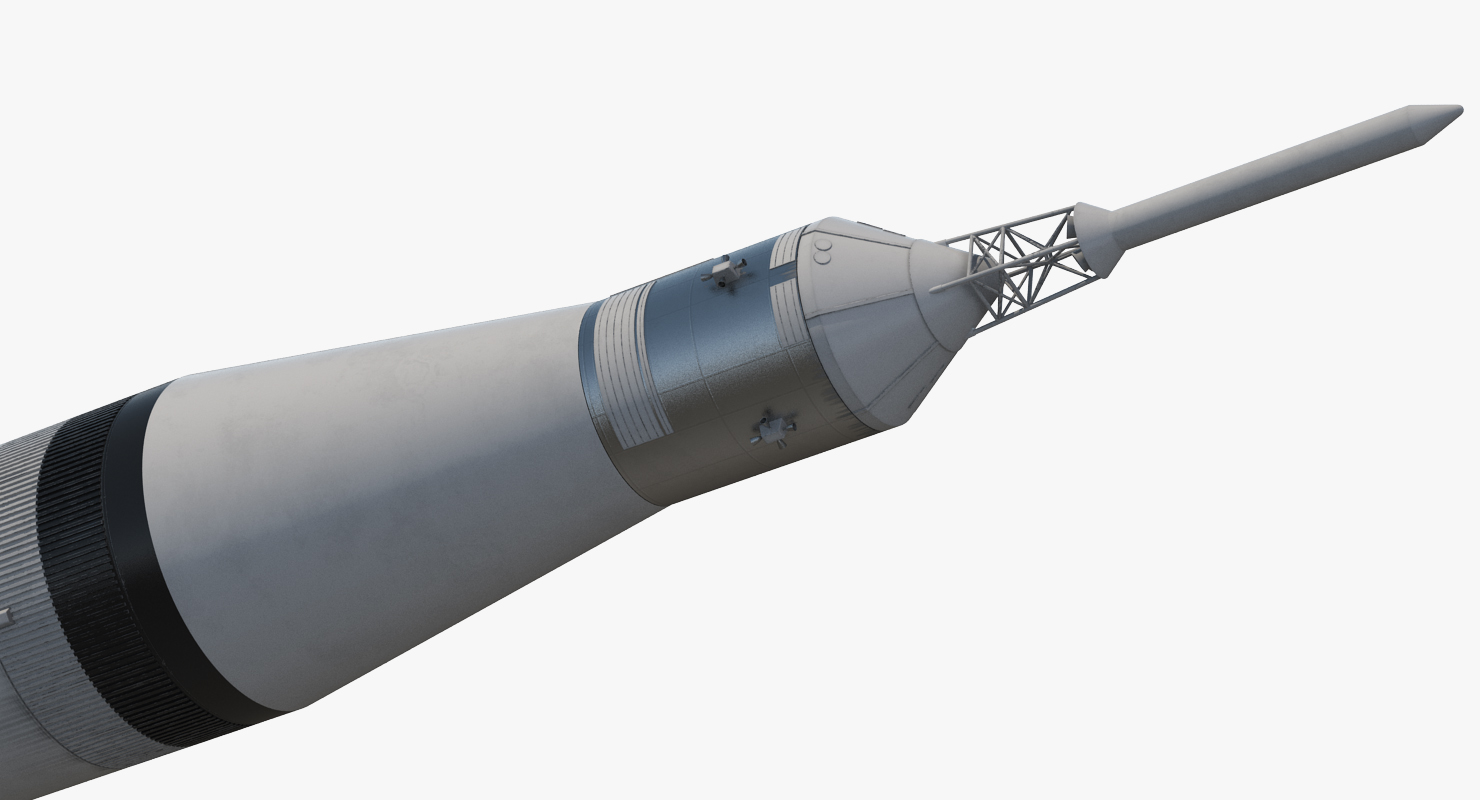 Three Stage Super Heavy Saturn V Rocket with Internal Parts 3D model