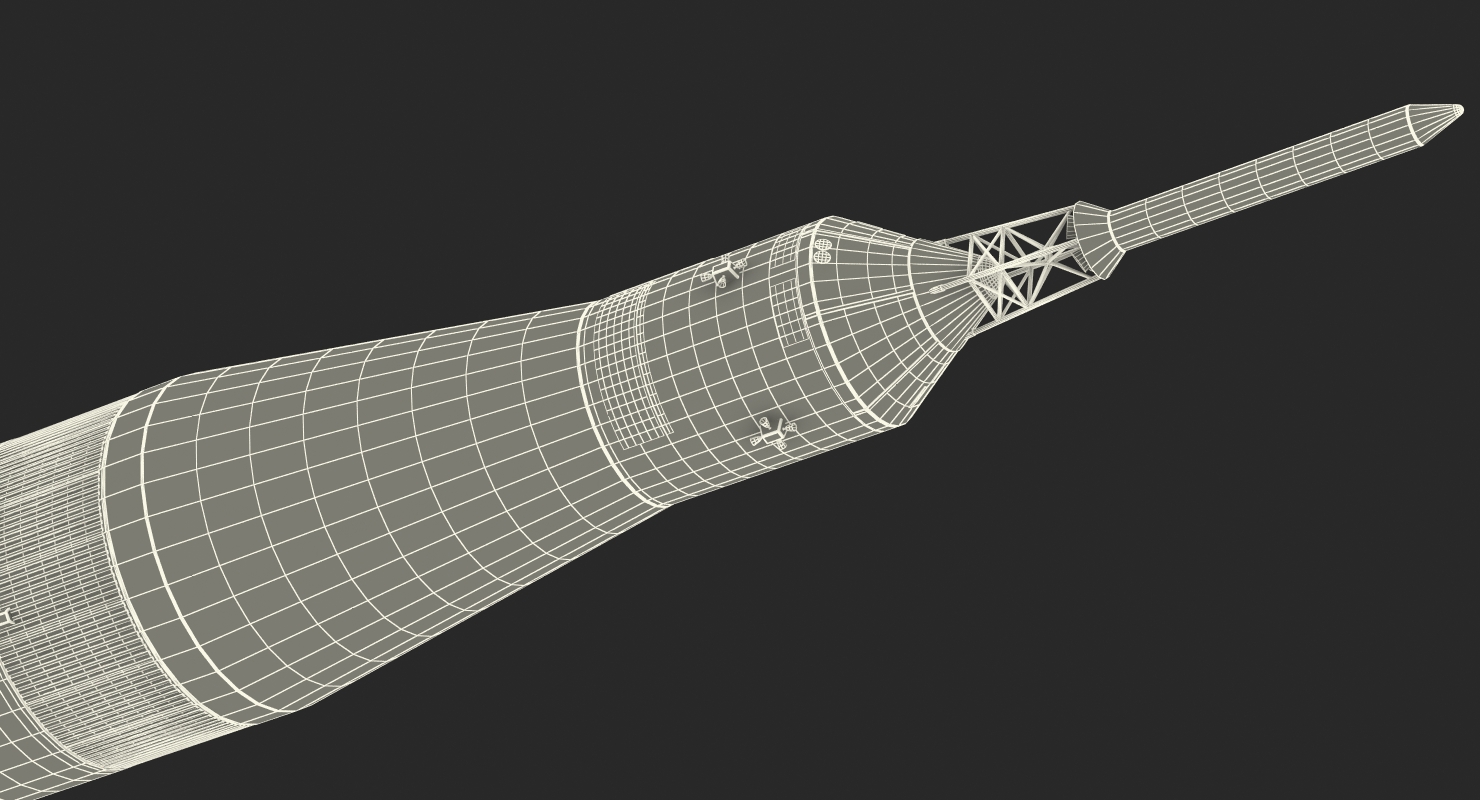 Three Stage Super Heavy Saturn V Rocket with Internal Parts 3D model