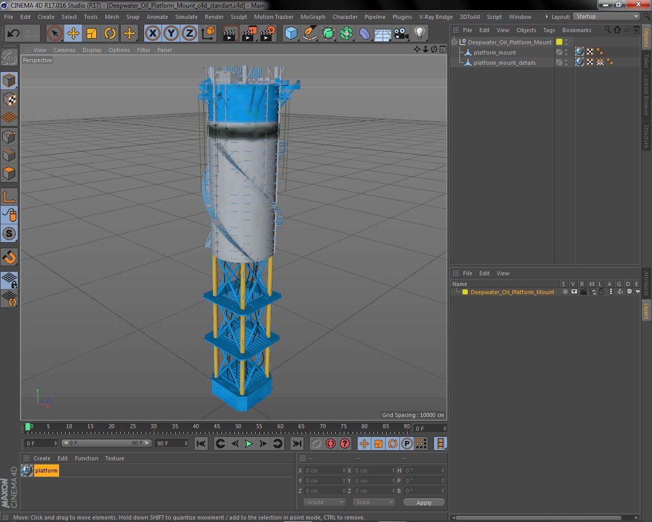 3D Deepwater Oil Platform Mount model
