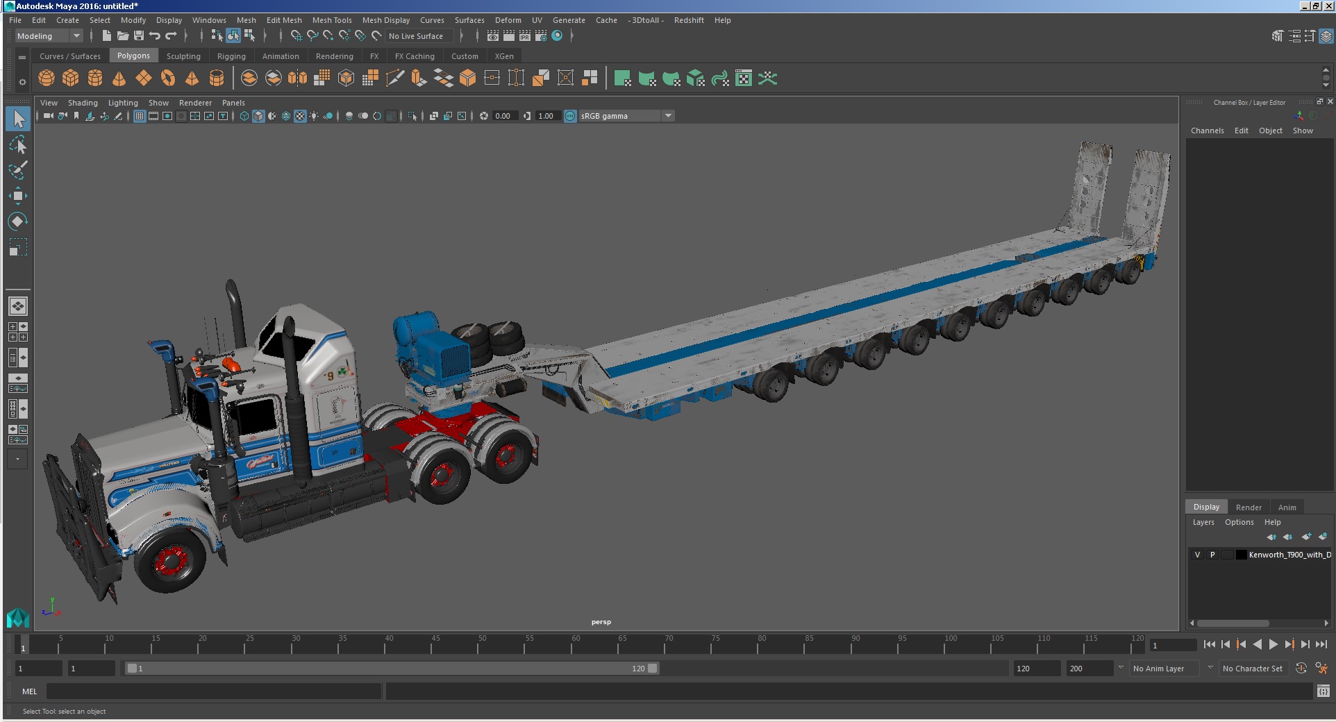 3D model Kenworth T900 with Drake Steerable Low Loader