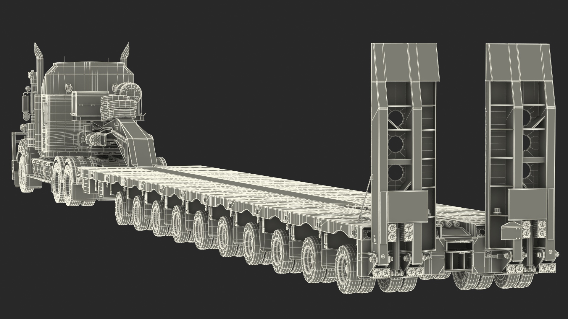 3D model Kenworth T900 with Drake Steerable Low Loader