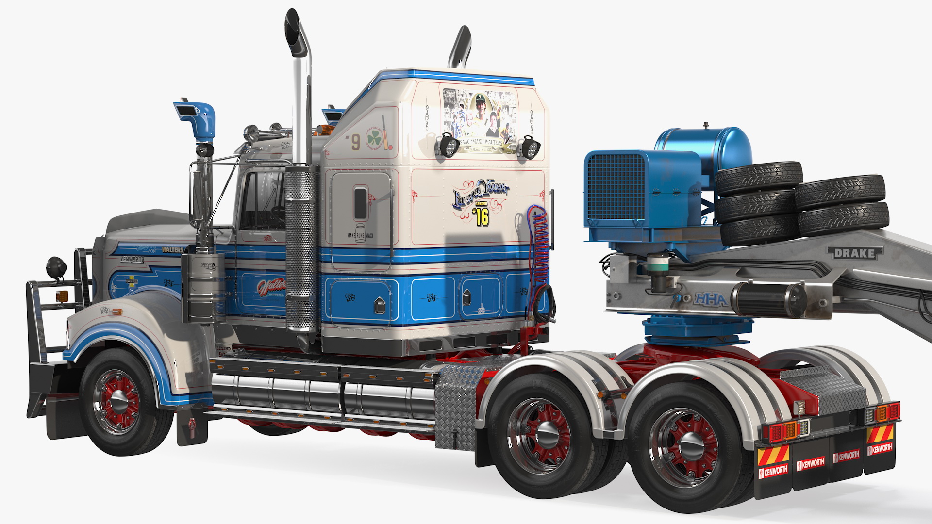 3D model Kenworth T900 with Drake Steerable Low Loader