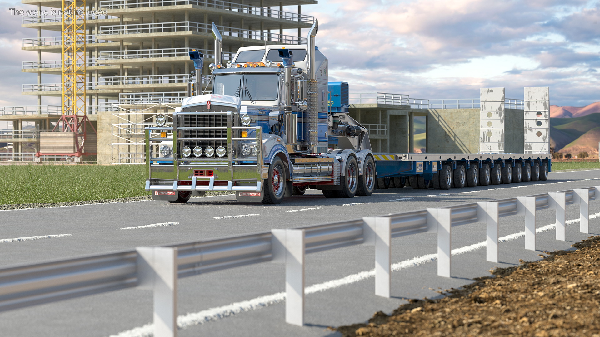 3D model Kenworth T900 with Drake Steerable Low Loader