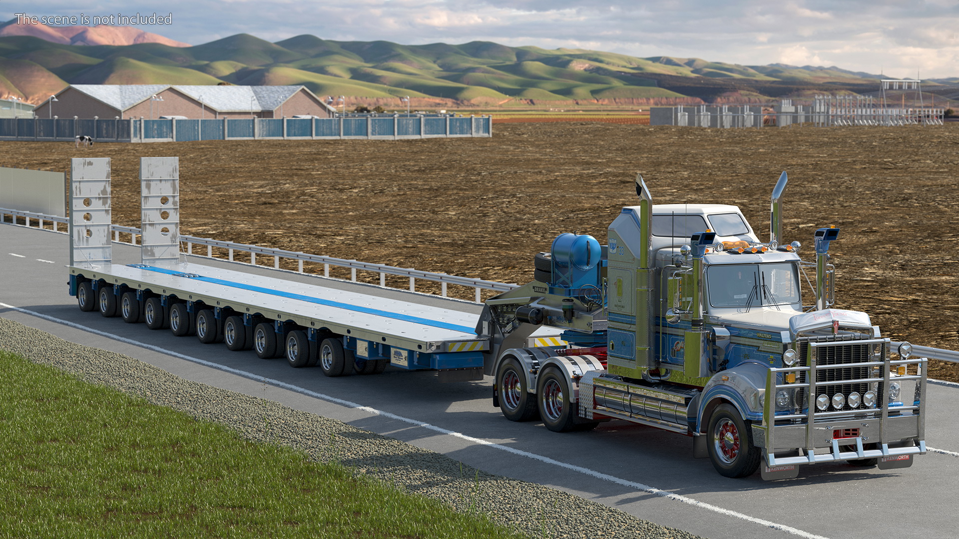 3D model Kenworth T900 with Drake Steerable Low Loader