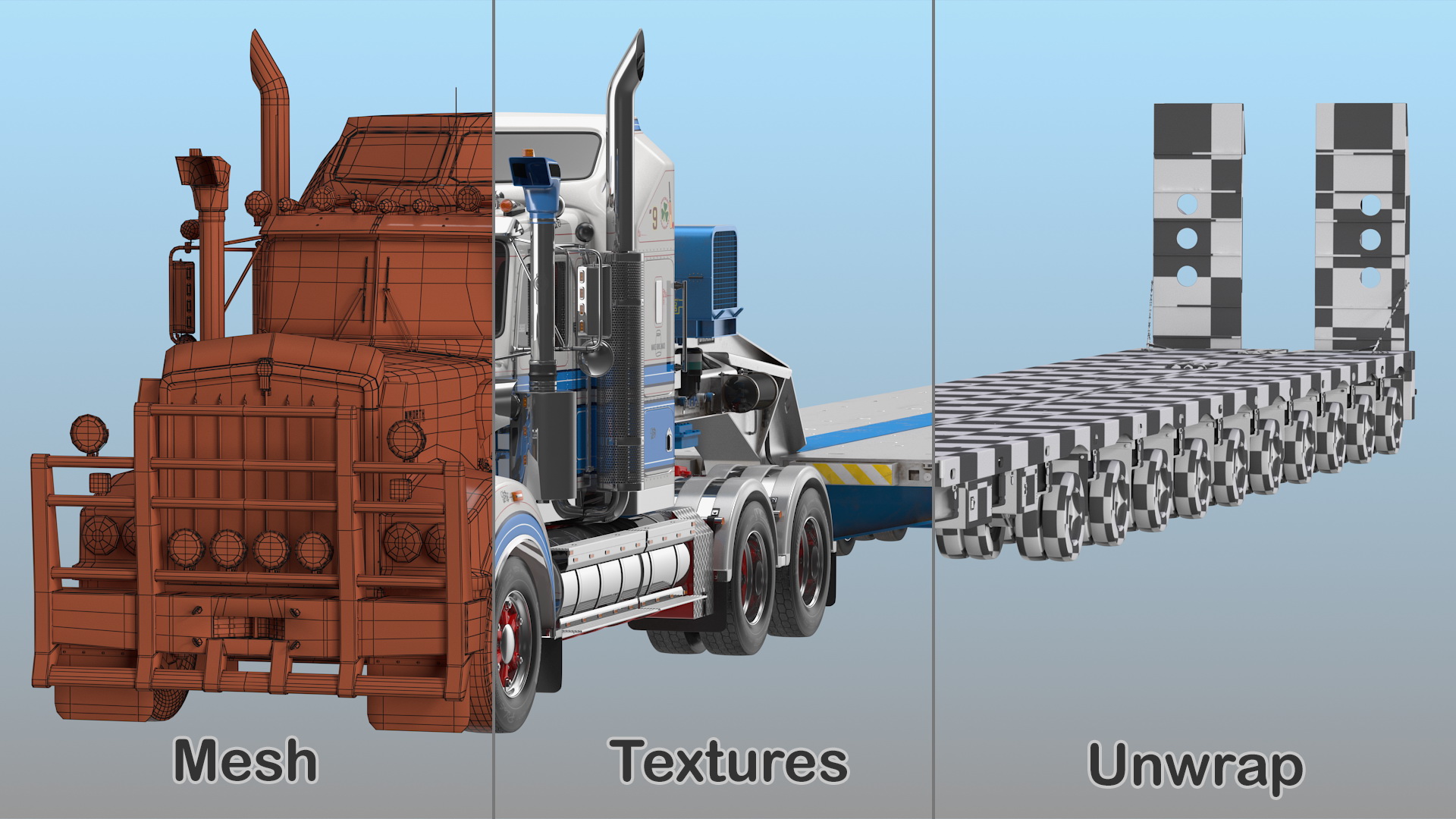 3D model Kenworth T900 with Drake Steerable Low Loader