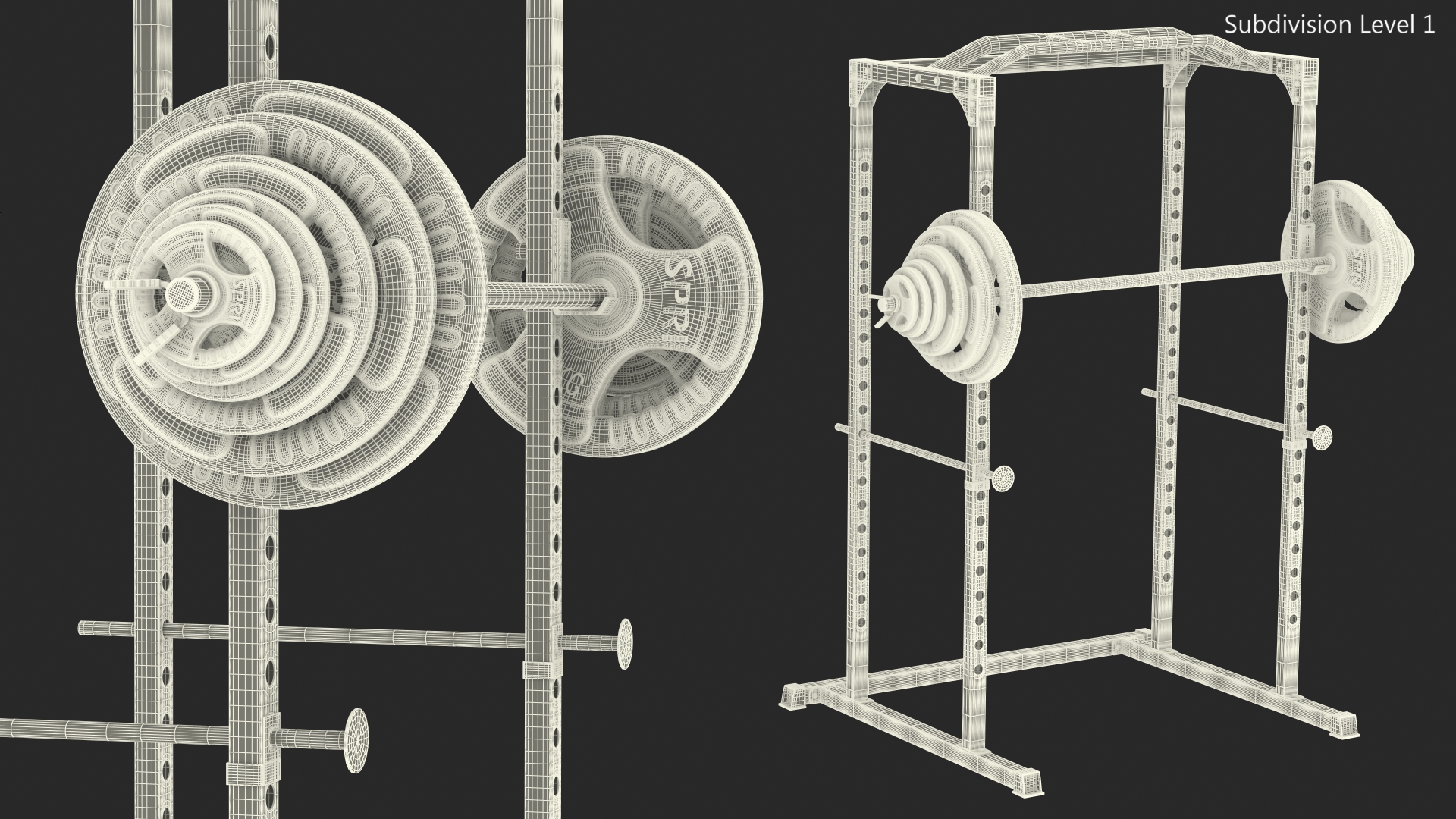 3D Power Cage Black and Barbell model
