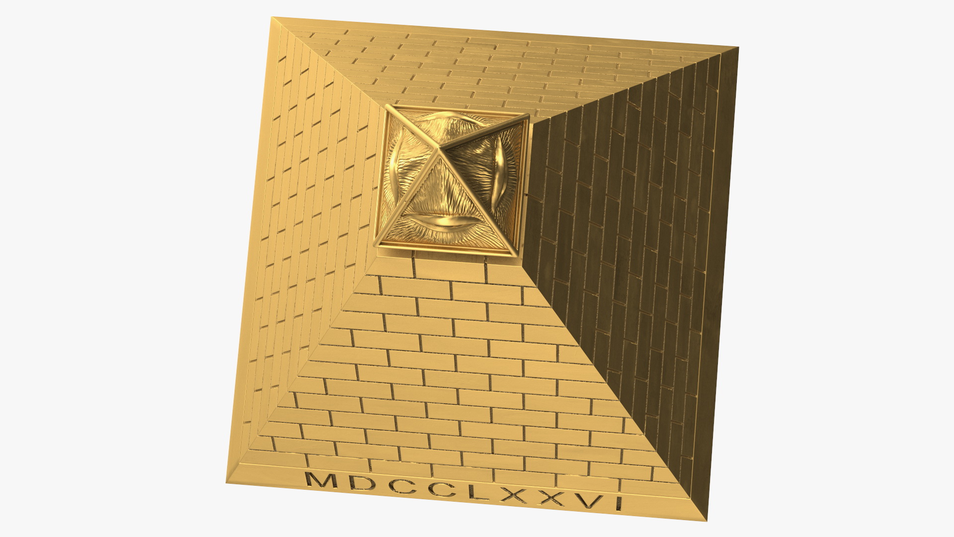 3D Illuminati Pyramid Gold model