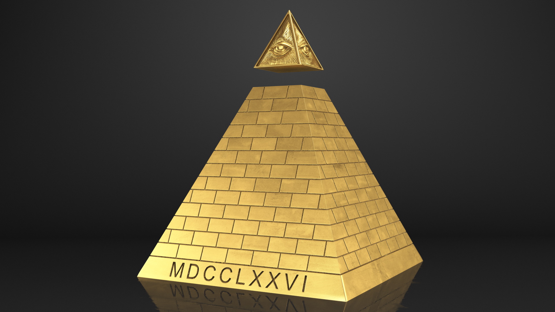 3D Illuminati Pyramid Gold model