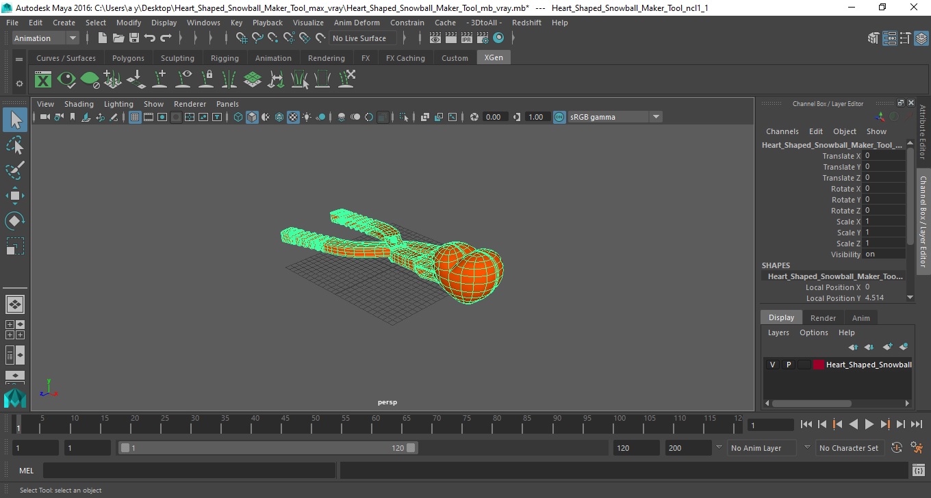 Heart Shaped Snowball Maker Tool 3D