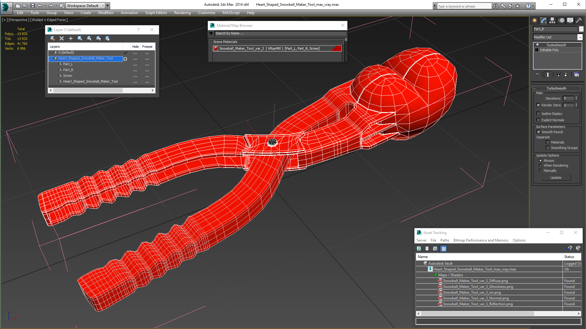 Heart Shaped Snowball Maker Tool 3D
