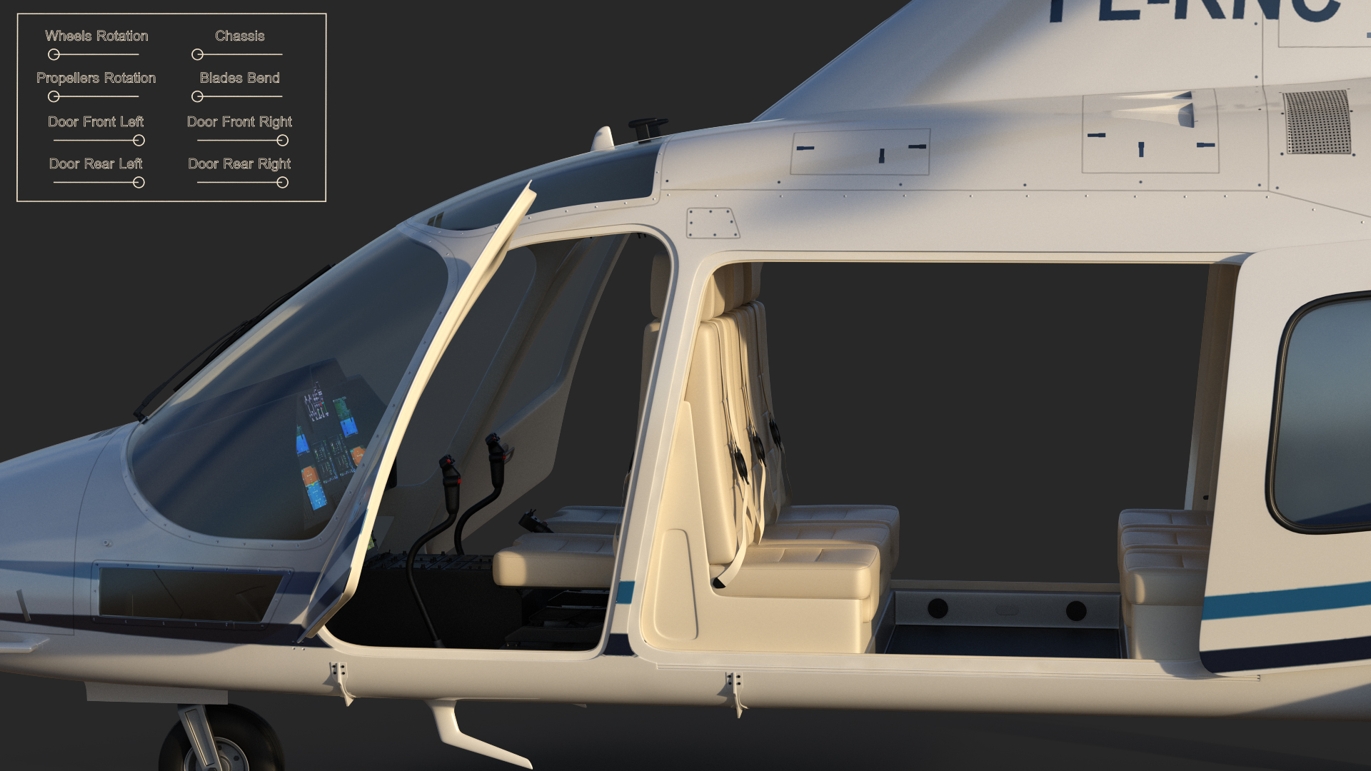 3D Agusta AW109S Grand Blue Rigged