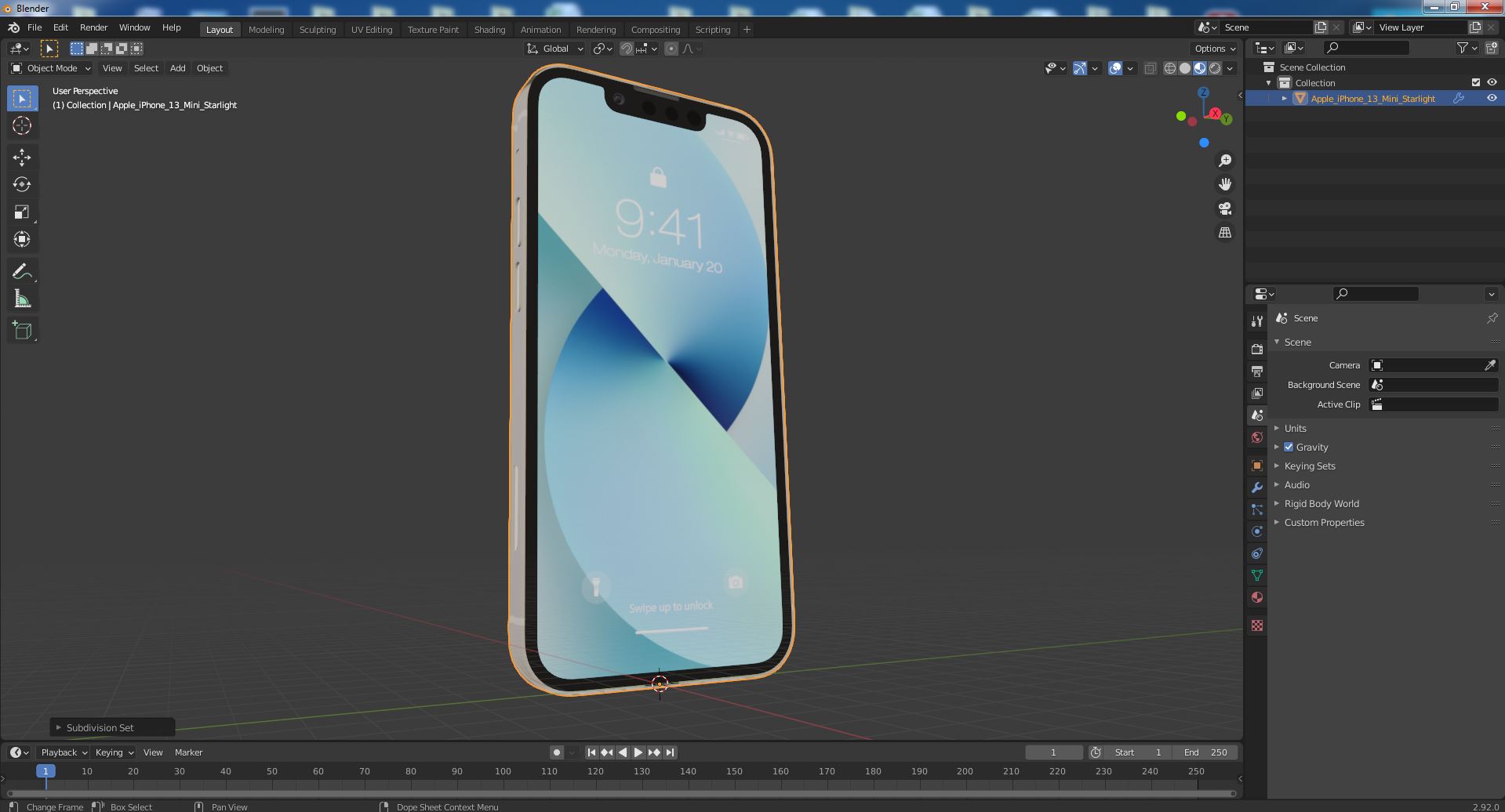 3D model Apple iPhone 13 Mini Starlight