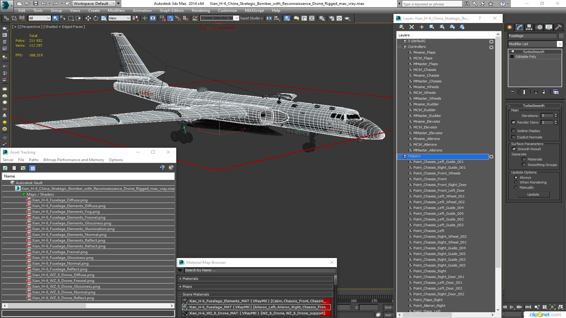 Xian H-6 China Strategic Bomber with Reconnaissance Drone Rigged 3D model