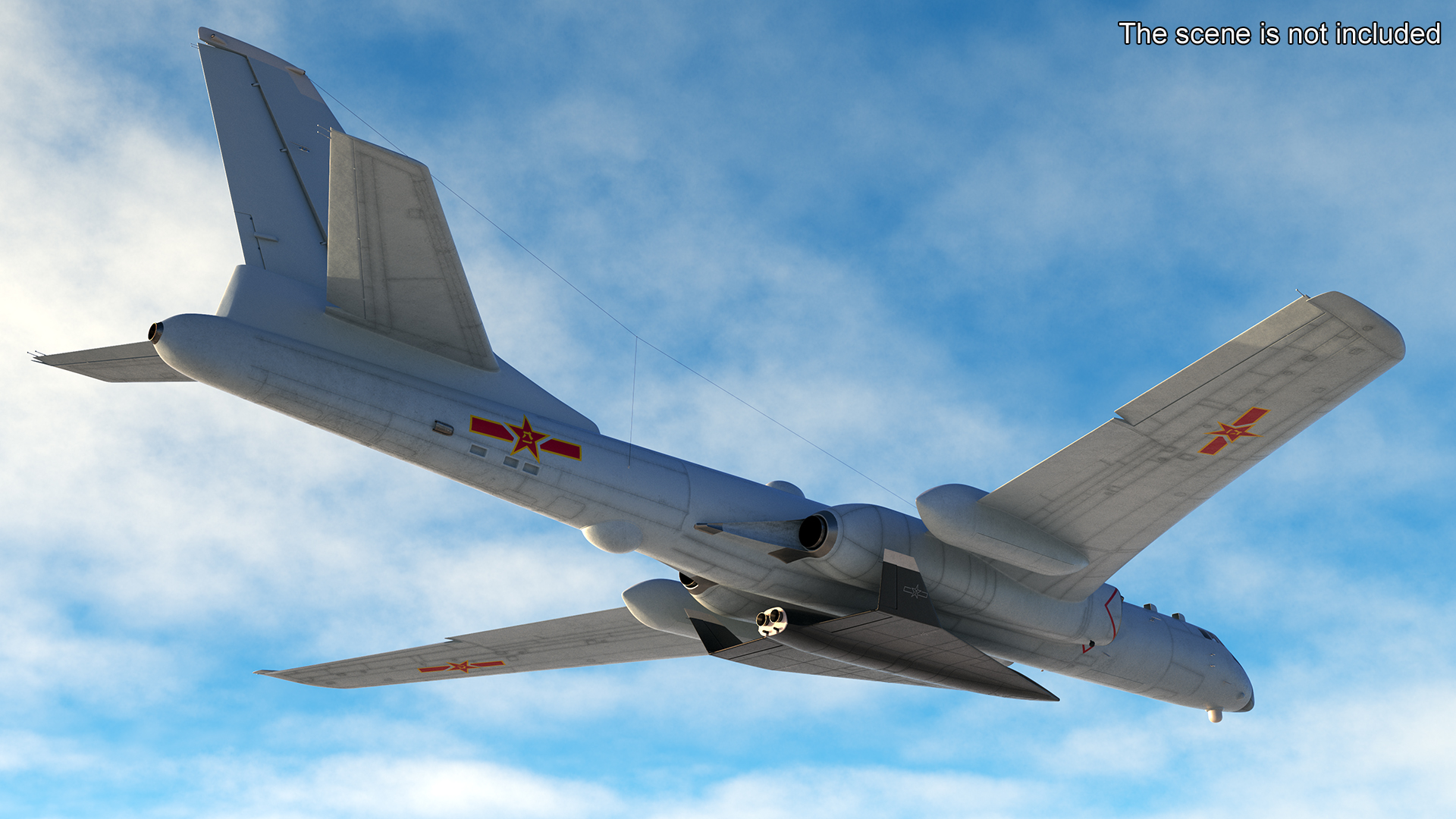 Xian H-6 China Strategic Bomber with Reconnaissance Drone Rigged 3D model