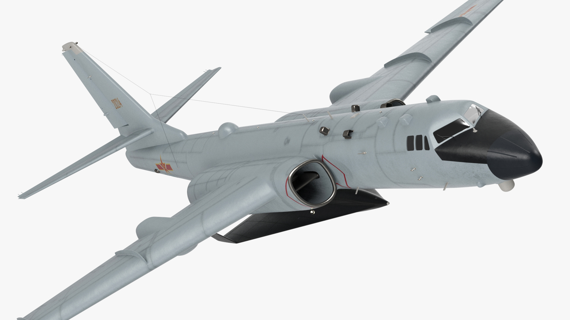 Xian H-6 China Strategic Bomber with Reconnaissance Drone Rigged 3D model