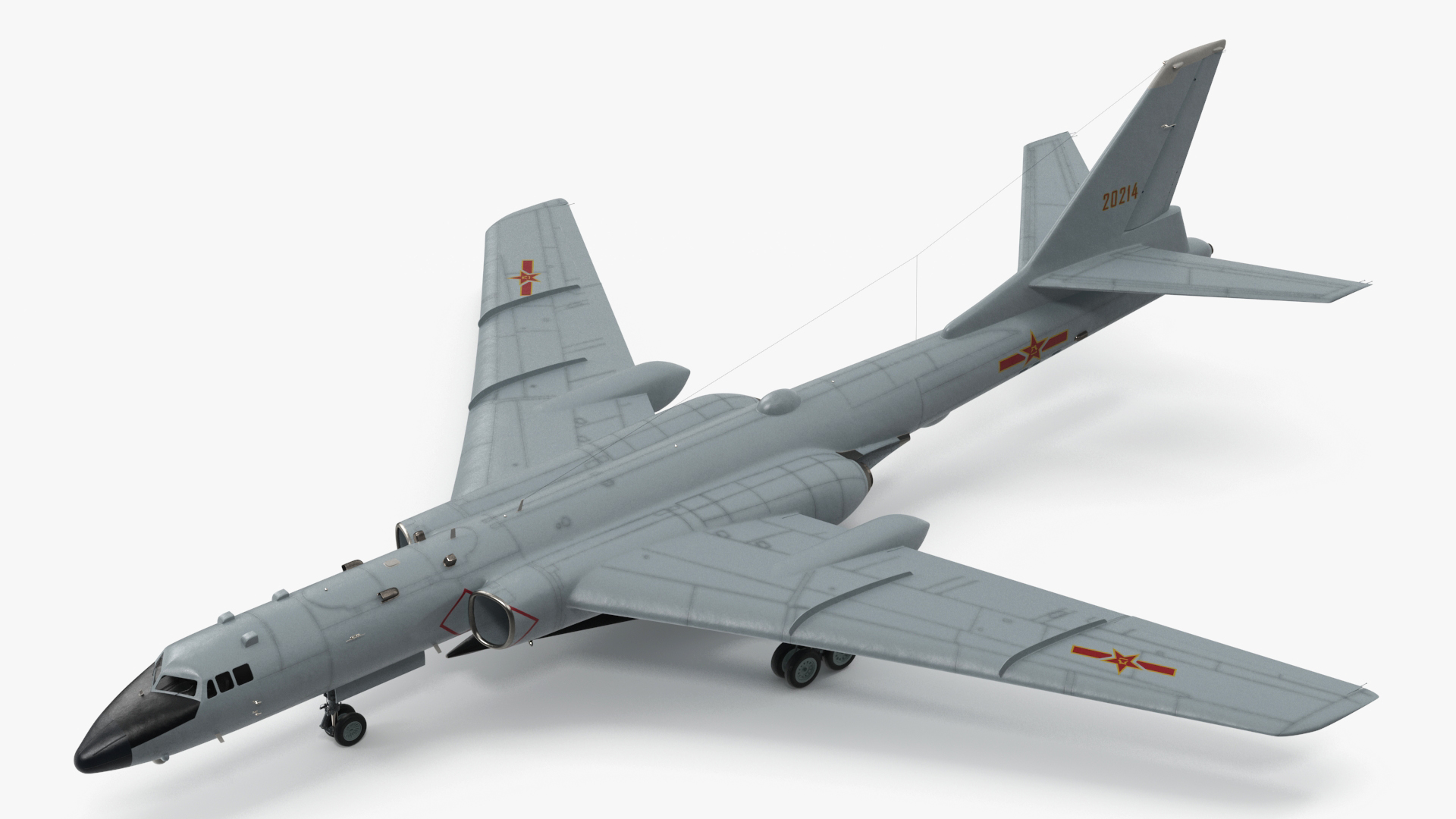 Xian H-6 China Strategic Bomber with Reconnaissance Drone Rigged 3D model