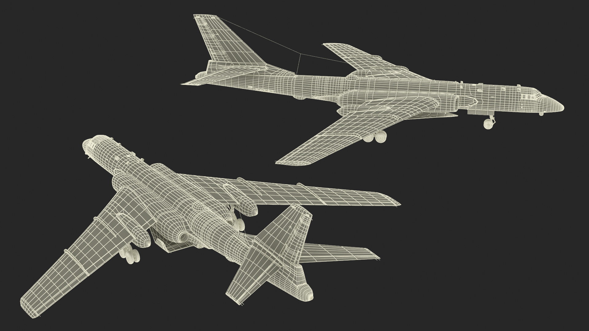 Xian H-6 China Strategic Bomber with Reconnaissance Drone Rigged 3D model