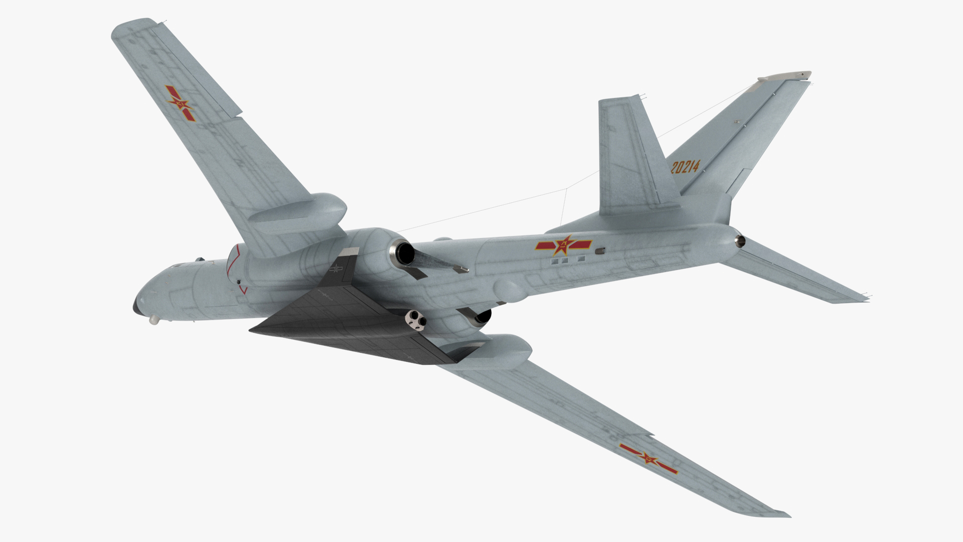 Xian H-6 China Strategic Bomber with Reconnaissance Drone Rigged 3D model