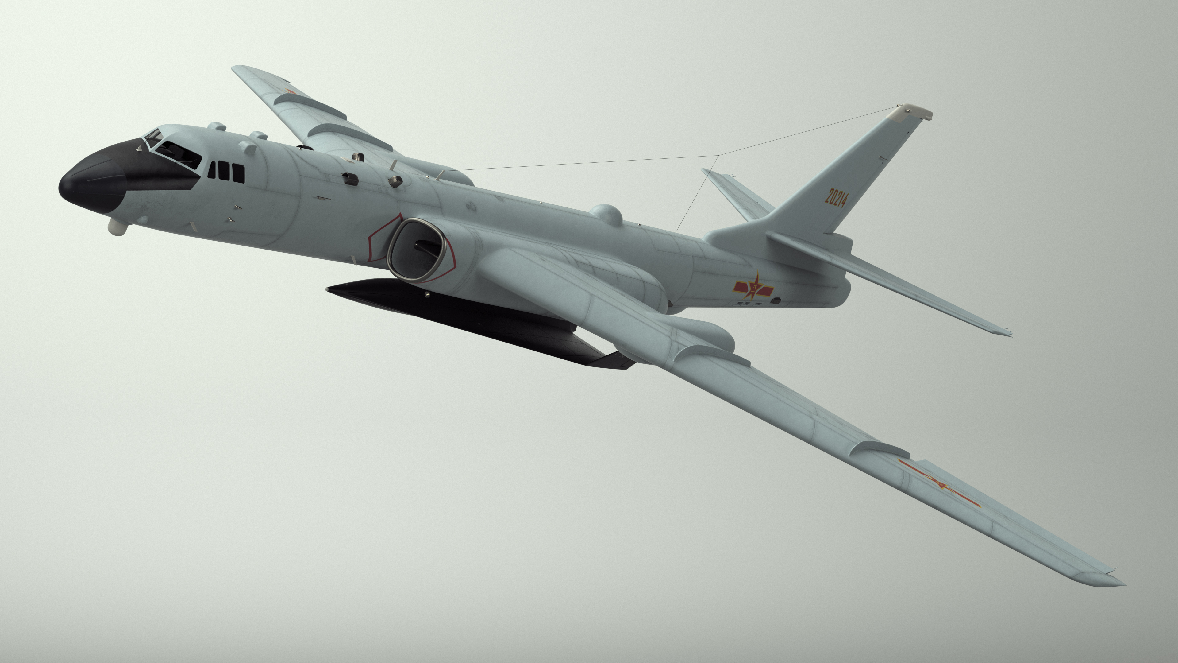 Xian H-6 China Strategic Bomber with Reconnaissance Drone Rigged 3D model