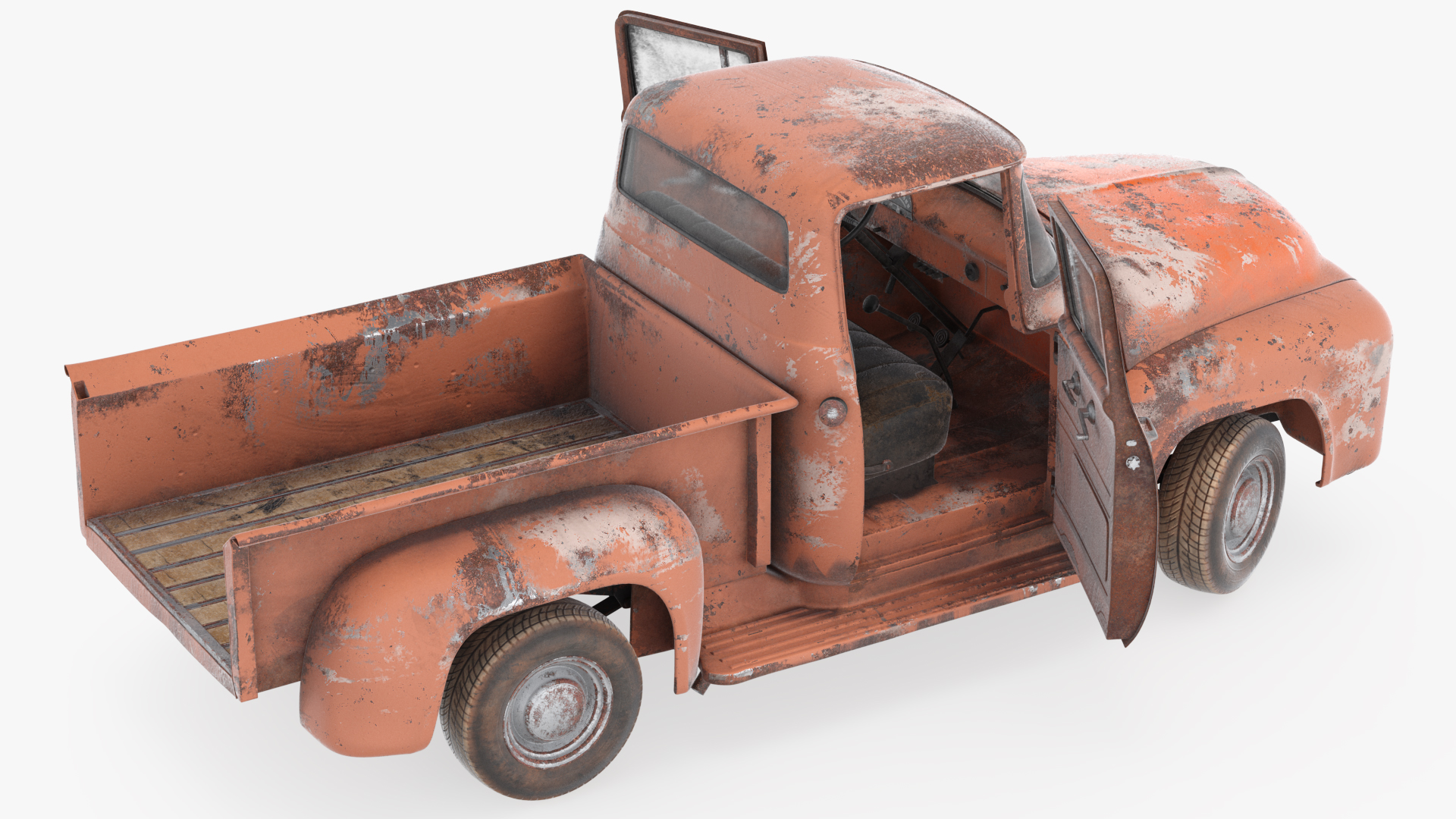 Rusty Old Ford F100 Pickup Truck Rigged 3D model