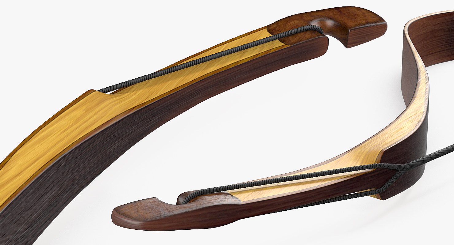 3D model Antique Wooden Bow with Arrows