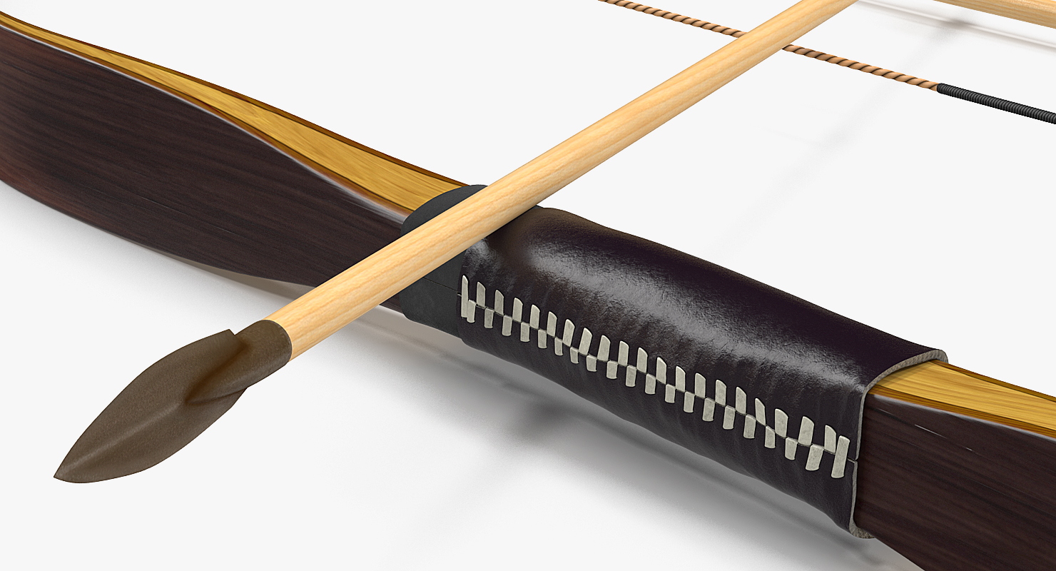3D model Antique Wooden Bow with Arrows