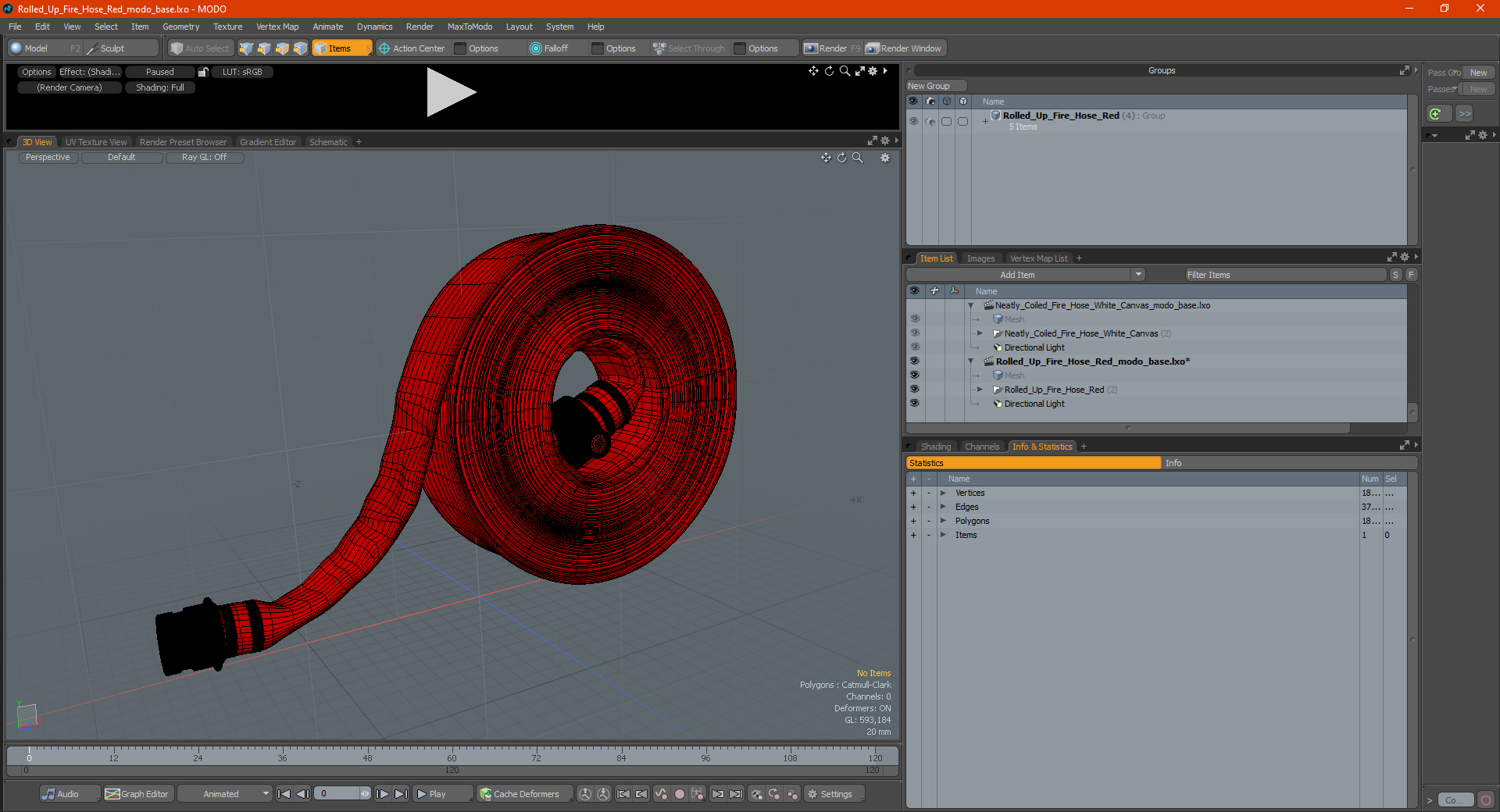 3D Rolled Up Fire Hose Red model