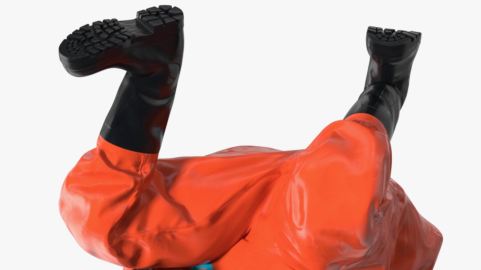 3D model Heavy Duty Chemical Protective Suit Squat Pose Red