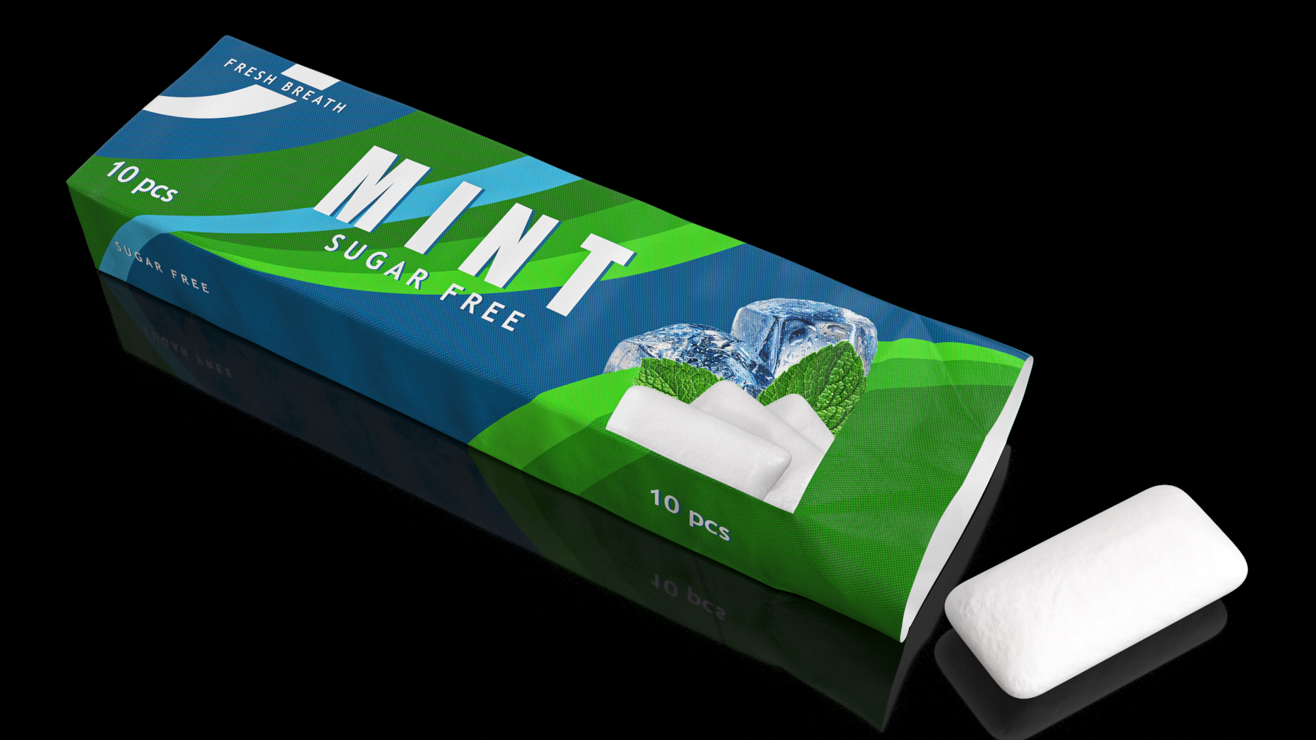 3D model Chewing Gum Pack Open with Pad