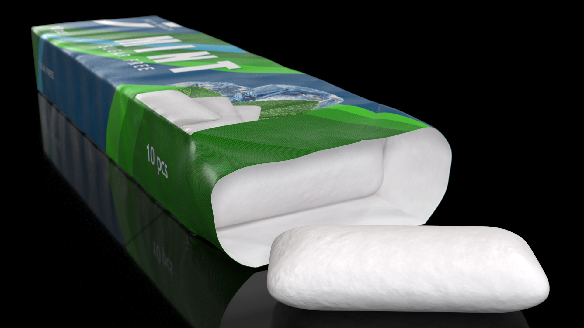 3D model Chewing Gum Pack Open with Pad