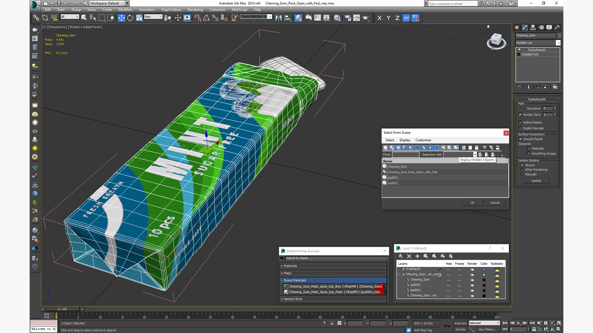 3D model Chewing Gum Pack Open with Pad
