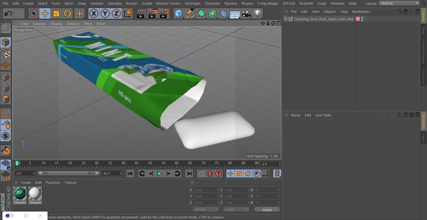 3D model Chewing Gum Pack Open with Pad