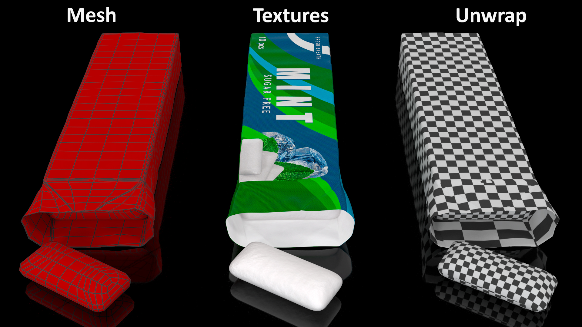 3D model Chewing Gum Pack Open with Pad