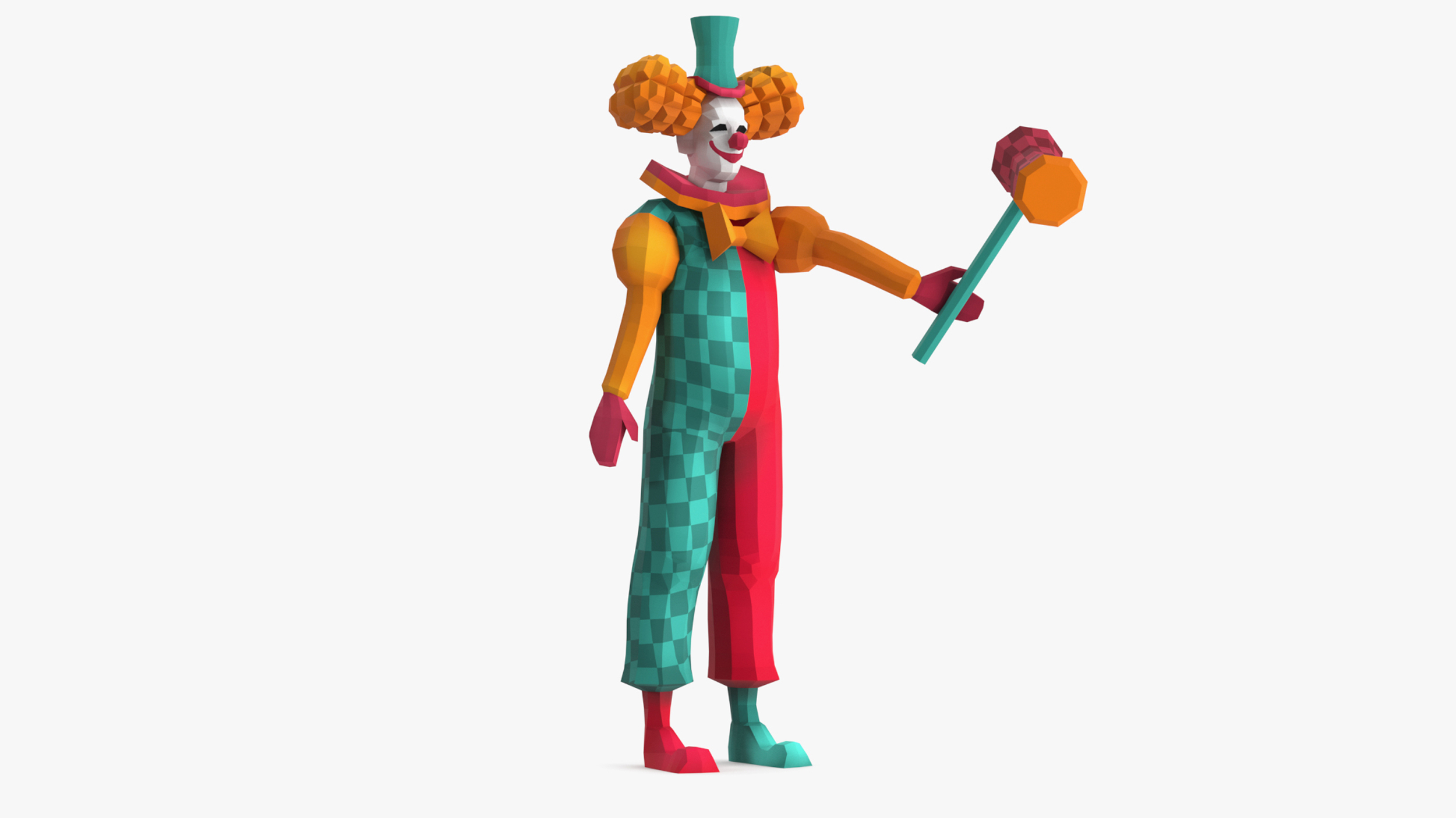 3D model Clown Low Poly Rigged for Cinema 4D