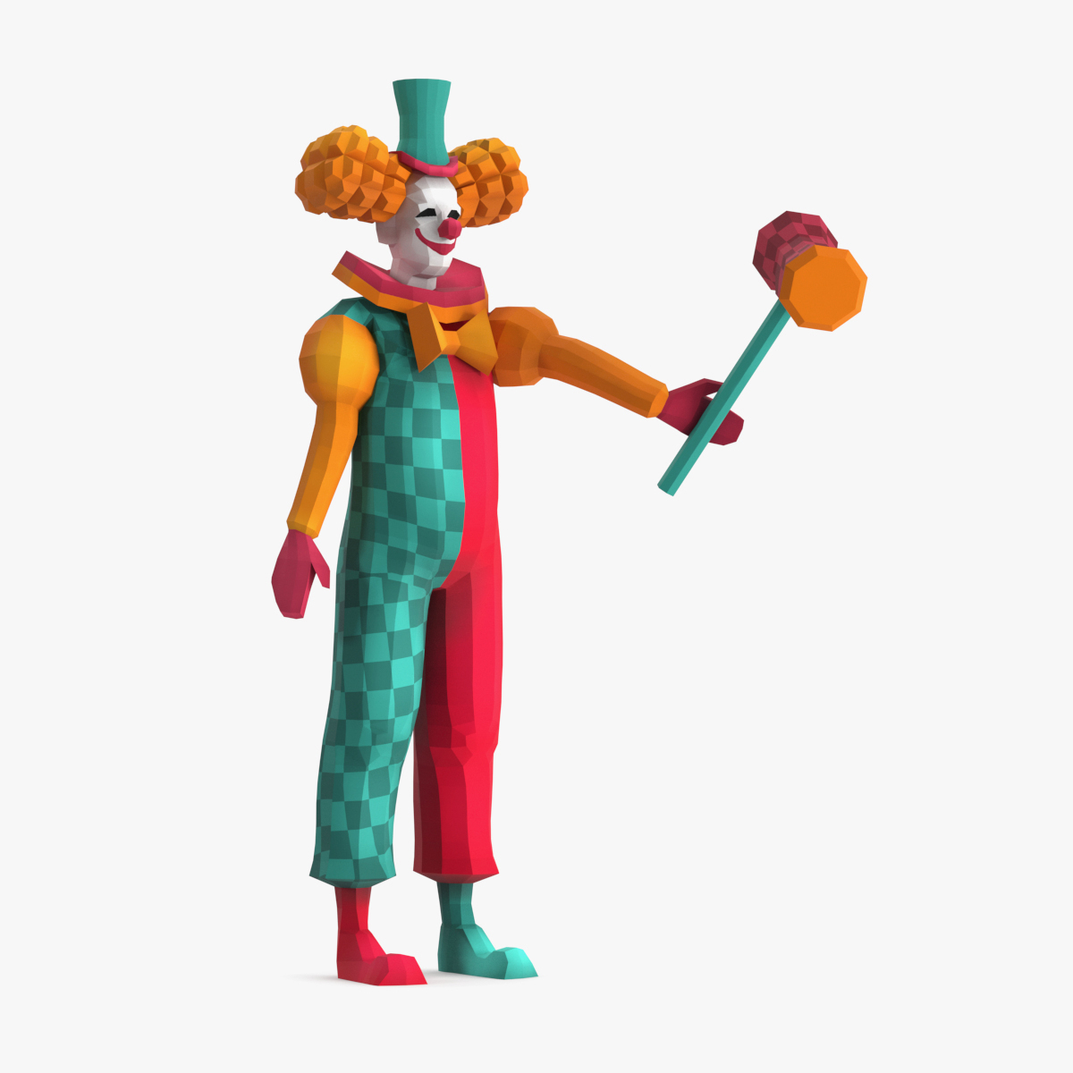 3D model Clown Low Poly Rigged for Cinema 4D