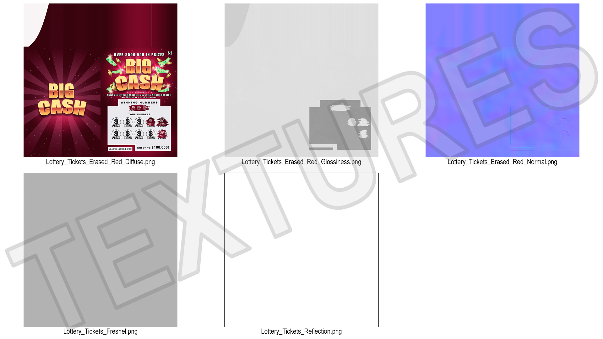 Big Cash Lottery Ticket with Erased Scratchcard 3D