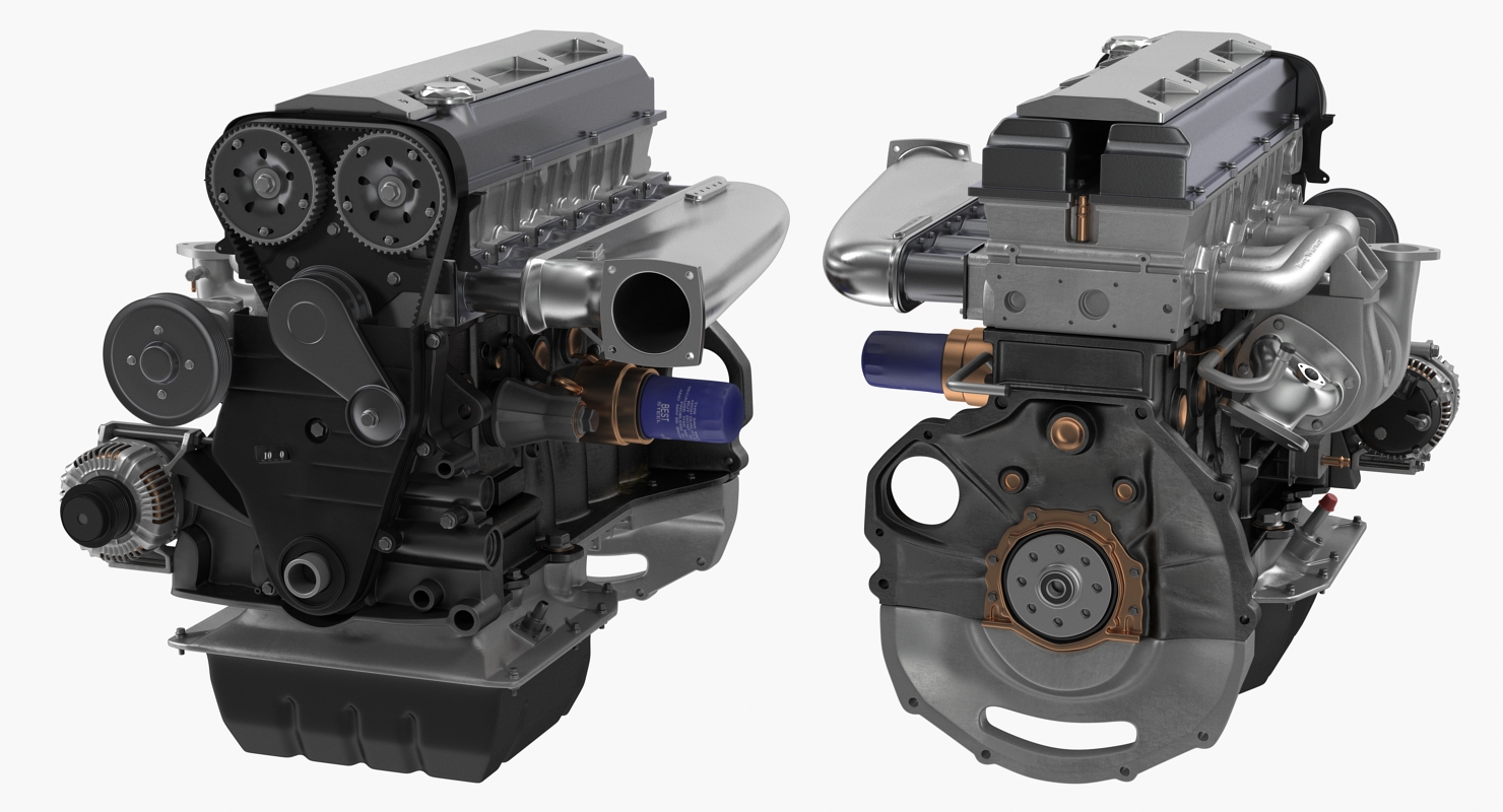 3D Inline 6 Cylinder Car Engine model