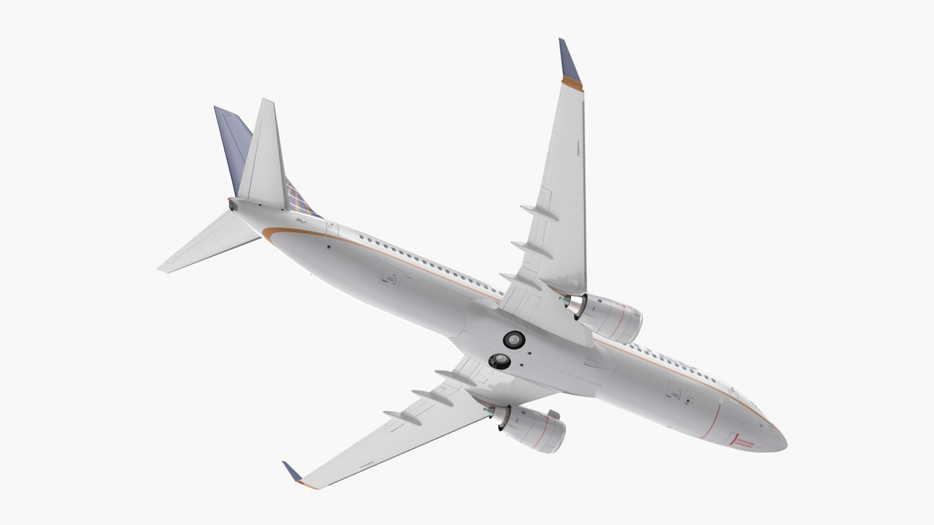 3D United Airlines Boeing 737 with Cockpit and Cabin Rigged