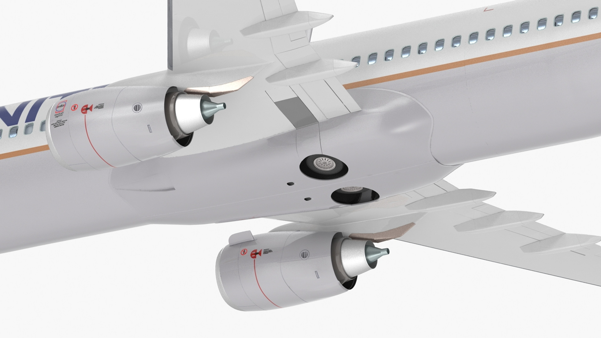 3D United Airlines Boeing 737 with Cockpit and Cabin Rigged