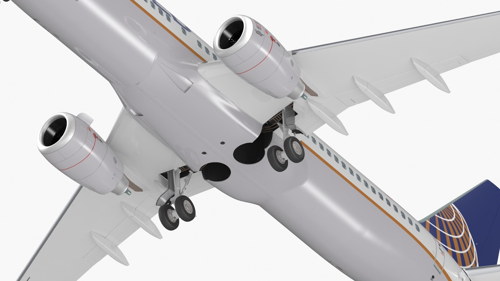 3D United Airlines Boeing 737 with Cockpit and Cabin Rigged