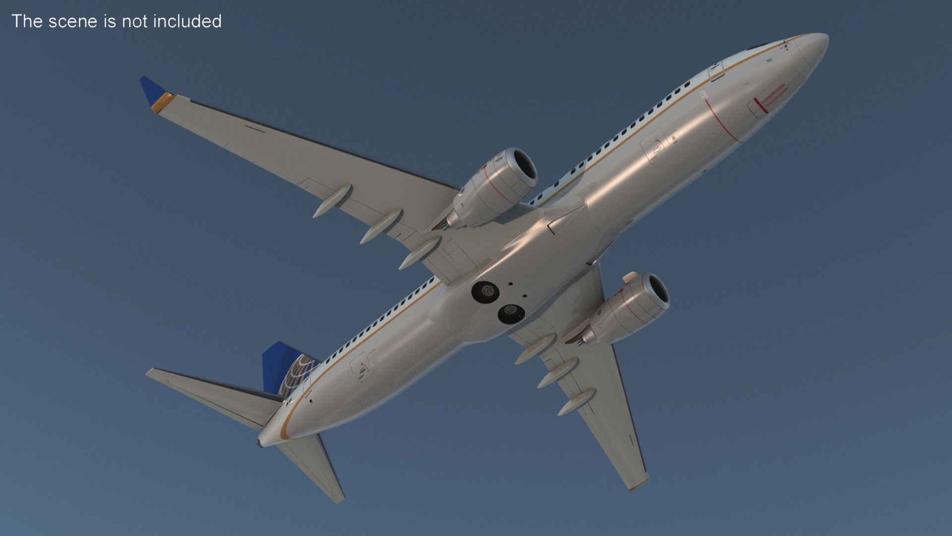 3D United Airlines Boeing 737 with Cockpit and Cabin Rigged