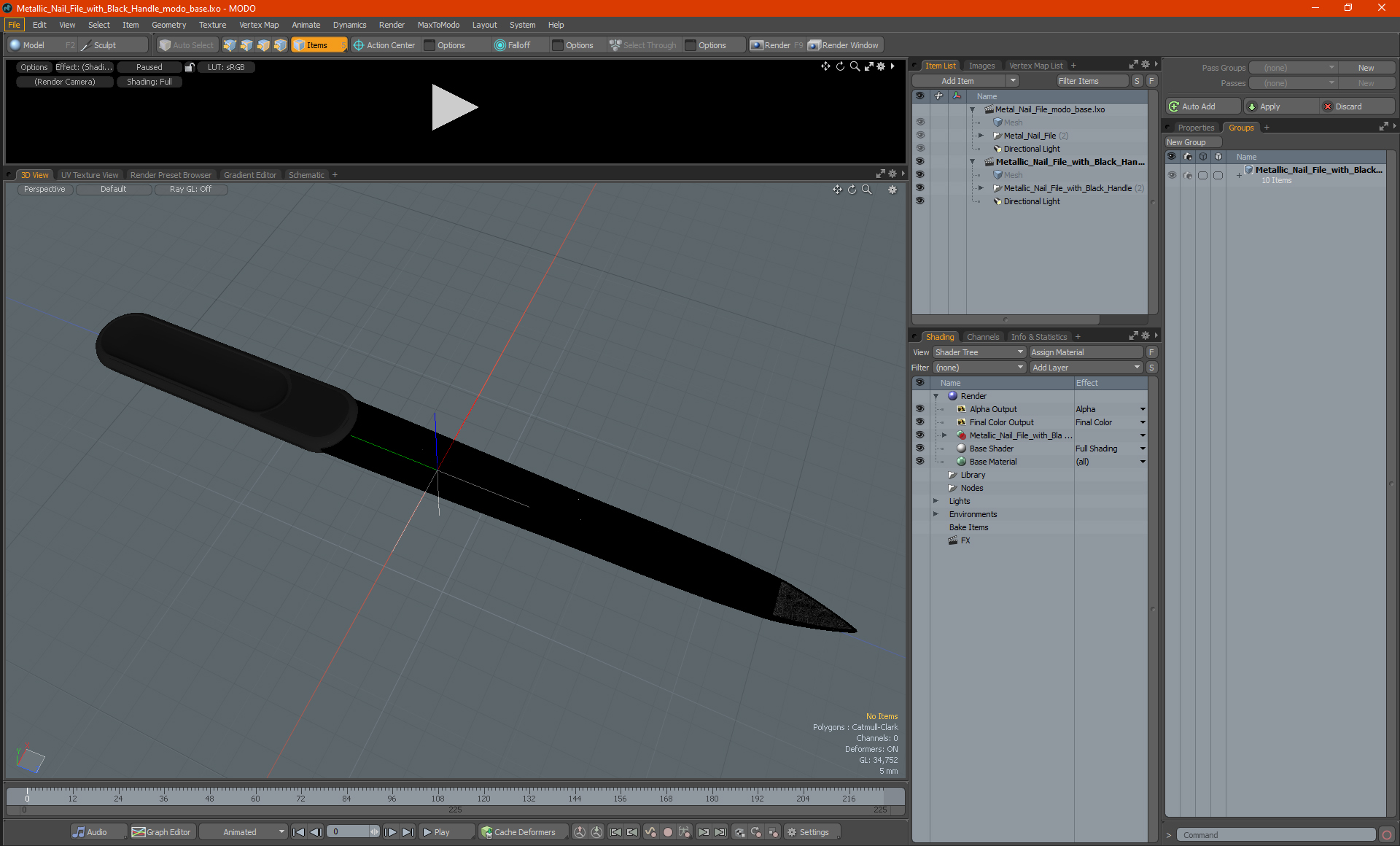 3D Metallic Nail File with Black Handle