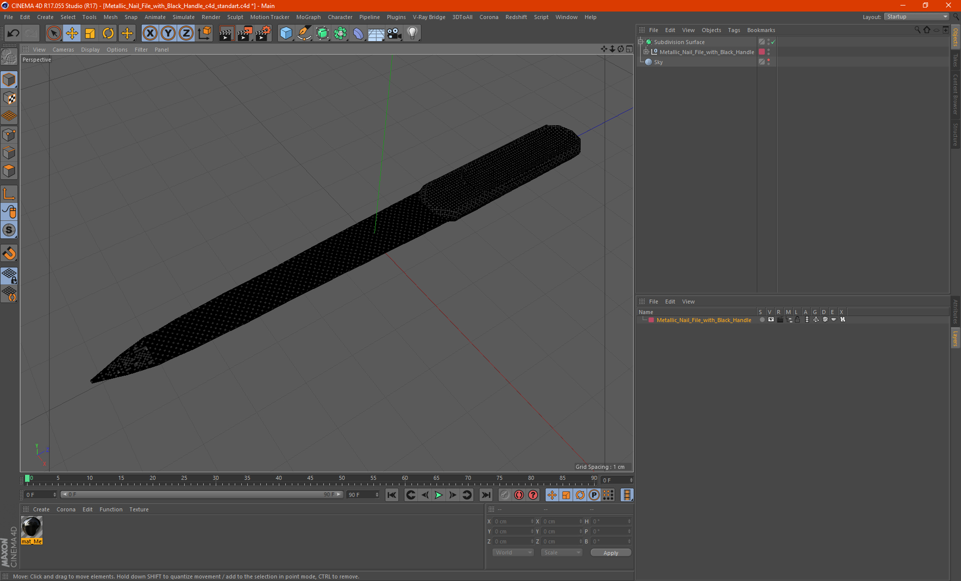 3D Metallic Nail File with Black Handle