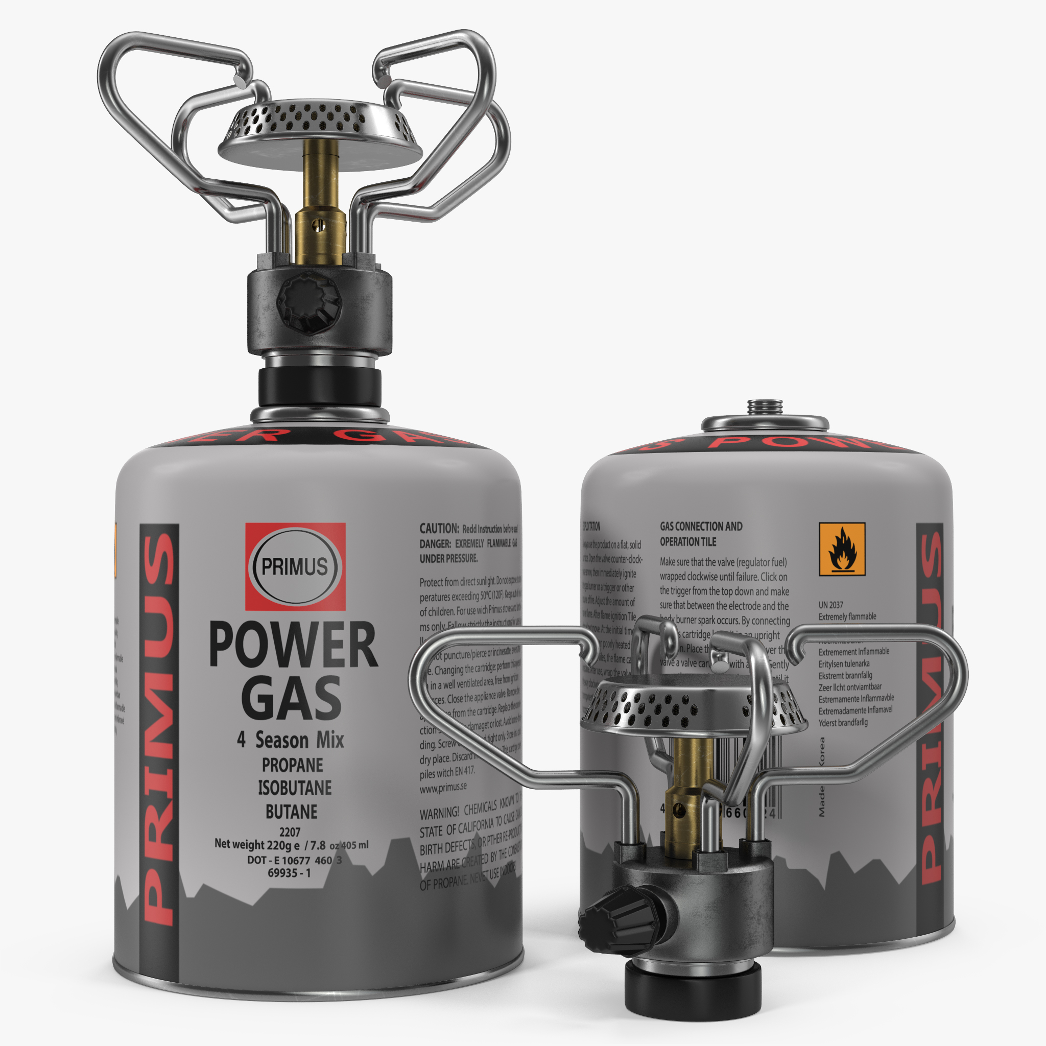 Gas Cylinder with Camping Stove 3D Model, view 3