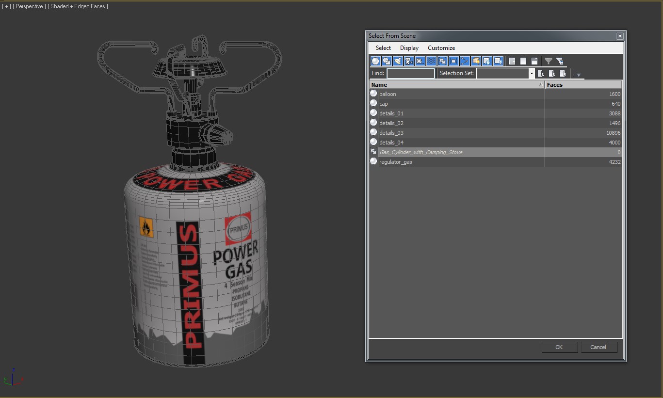 3D Gas Cylinder with Camping Stove