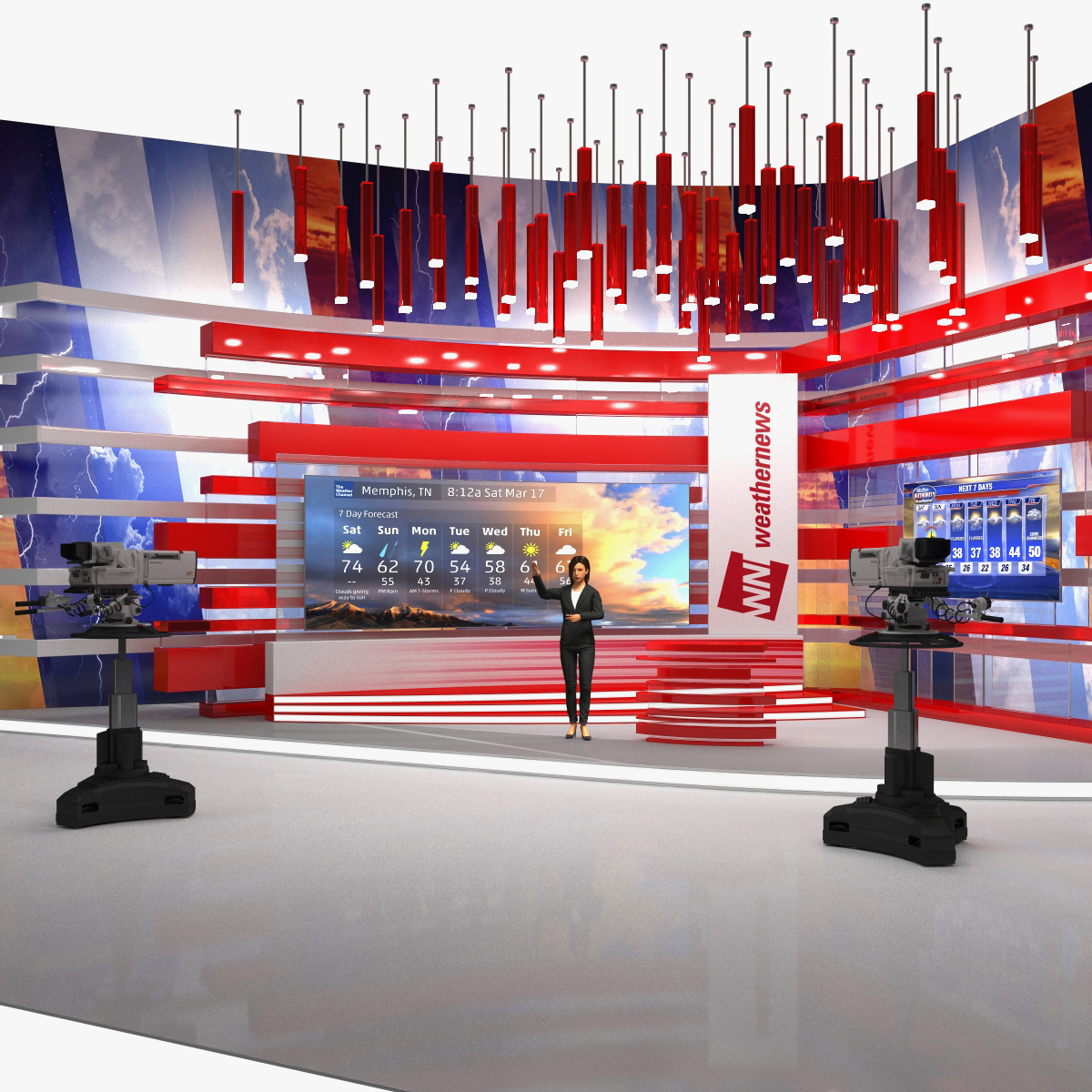 TV Presenter of Weather Forecast Rigged 3D Model
